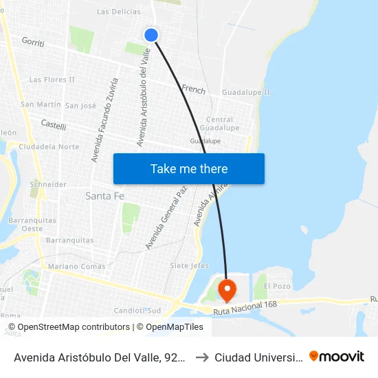Avenida Aristóbulo Del Valle, 9277-9285 to Ciudad Universitaria map