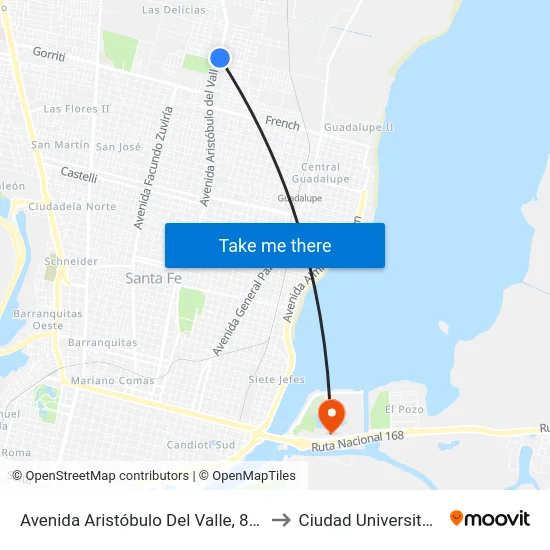 Avenida Aristóbulo Del Valle, 8976 to Ciudad Universitaria map