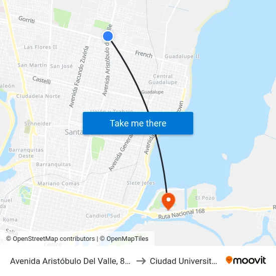 Avenida Aristóbulo Del Valle, 8505 to Ciudad Universitaria map