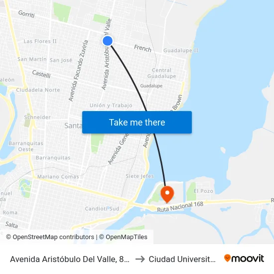 Avenida Aristóbulo Del Valle, 8198 to Ciudad Universitaria map