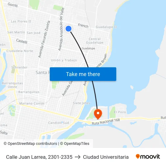 Calle Juan Larrea, 2301-2335 to Ciudad Universitaria map