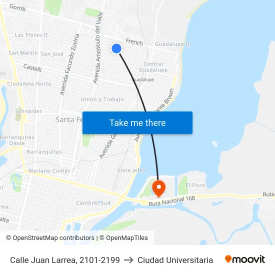 Calle Juan Larrea, 2101-2199 to Ciudad Universitaria map