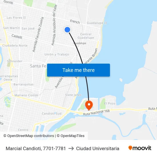 Marcial Candioti, 7701-7781 to Ciudad Universitaria map