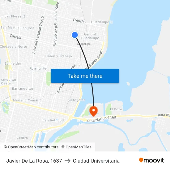 Javier De La Rosa, 1637 to Ciudad Universitaria map