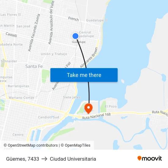 Güemes, 7433 to Ciudad Universitaria map