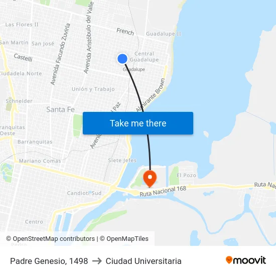Padre Genesio, 1498 to Ciudad Universitaria map