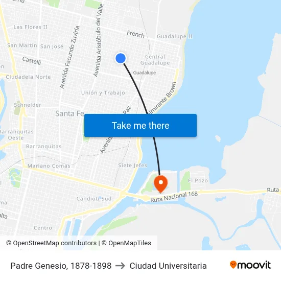 Padre Genesio, 1878-1898 to Ciudad Universitaria map
