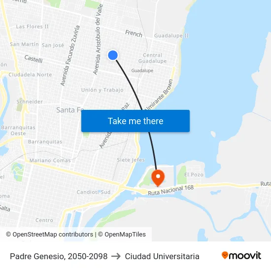 Padre Genesio, 2050-2098 to Ciudad Universitaria map