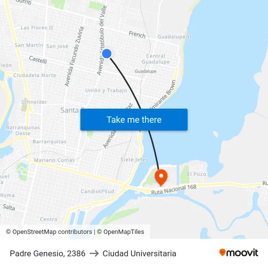 Padre Genesio, 2386 to Ciudad Universitaria map