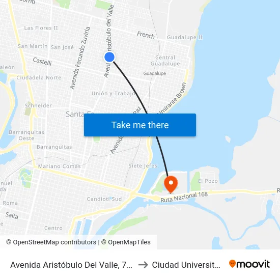 Avenida Aristóbulo Del Valle, 7317 to Ciudad Universitaria map