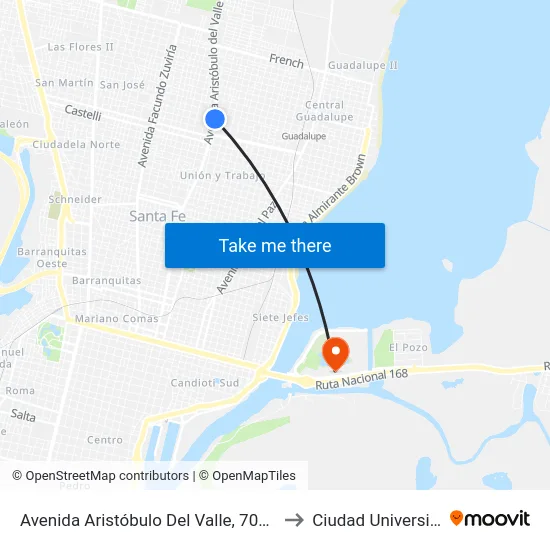 Avenida Aristóbulo Del Valle, 7022-7100 to Ciudad Universitaria map