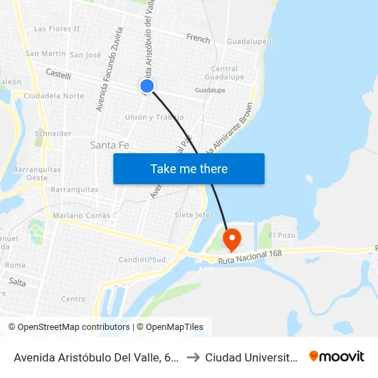 Avenida Aristóbulo Del Valle, 6913 to Ciudad Universitaria map