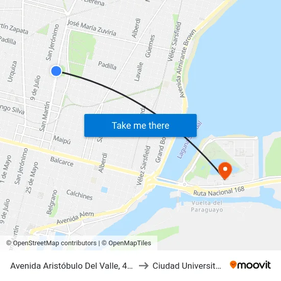 Avenida Aristóbulo Del Valle, 4709 to Ciudad Universitaria map