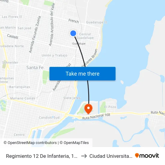 Regimiento 12 De Infanteria, 1498 to Ciudad Universitaria map