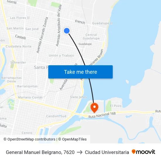 General Manuel Belgrano, 7620 to Ciudad Universitaria map