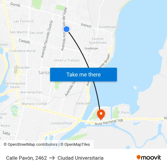 Calle Pavón, 2462 to Ciudad Universitaria map