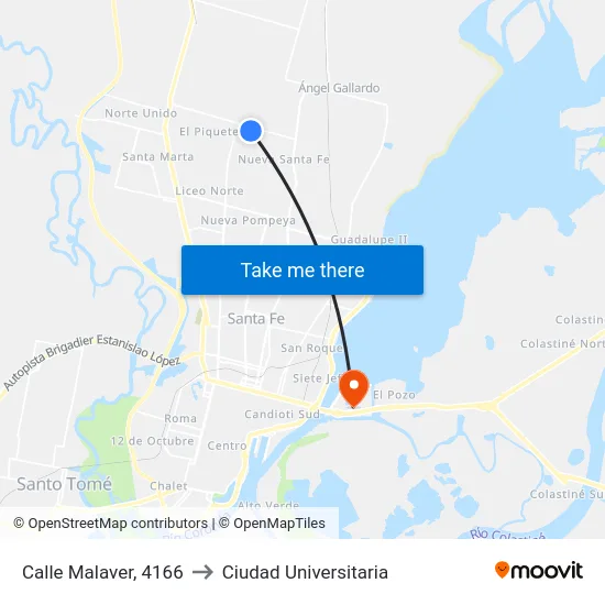 Calle Malaver, 4166 to Ciudad Universitaria map