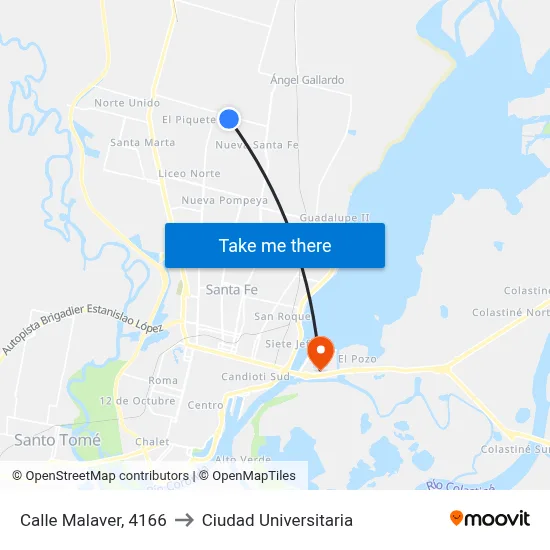 Calle Malaver, 4166 to Ciudad Universitaria map