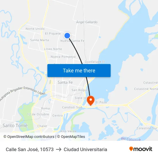 Calle San José, 10573 to Ciudad Universitaria map