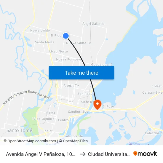 Avenida Ángel V Peñaloza, 10409 to Ciudad Universitaria map