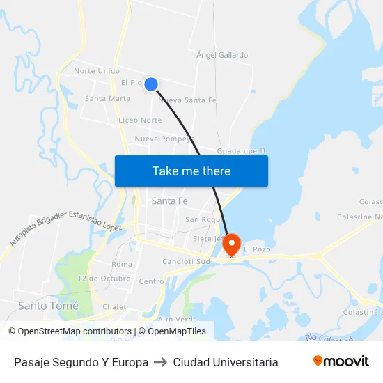 Pasaje Segundo Y Europa to Ciudad Universitaria map