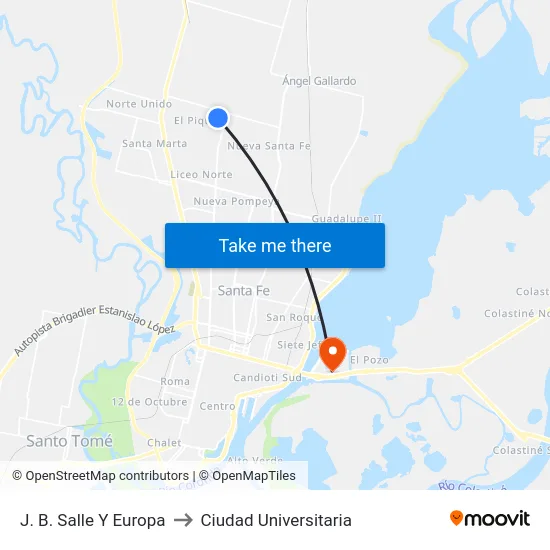 J. B. Salle Y Europa to Ciudad Universitaria map