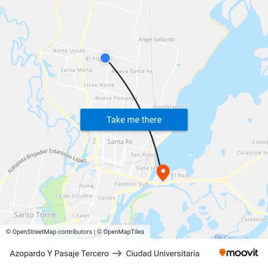 Azopardo Y Pasaje Tercero to Ciudad Universitaria map