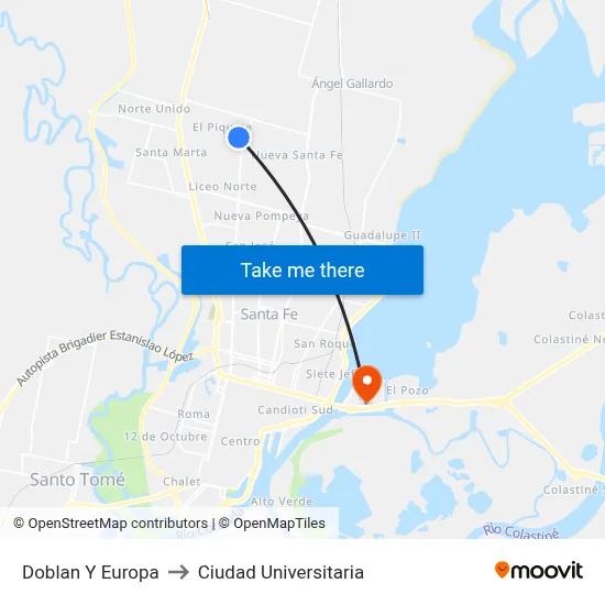 Doblan Y Europa to Ciudad Universitaria map