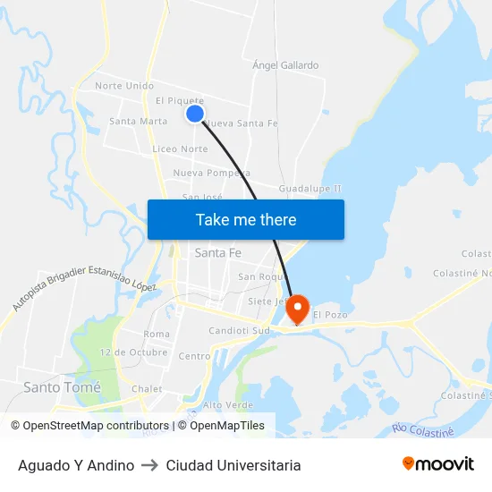Aguado Y Andino to Ciudad Universitaria map