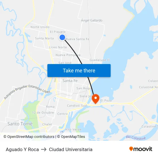 Aguado Y Roca to Ciudad Universitaria map