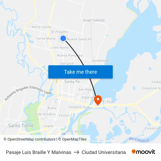 Pasaje Luis Braille Y Malvinas to Ciudad Universitaria map