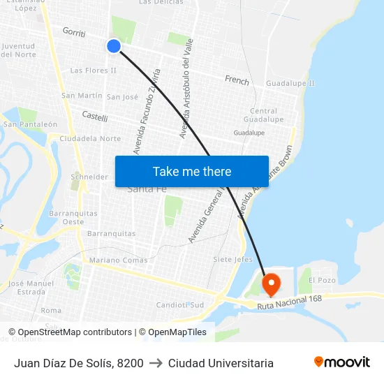 Juan Díaz De Solís, 8200 to Ciudad Universitaria map