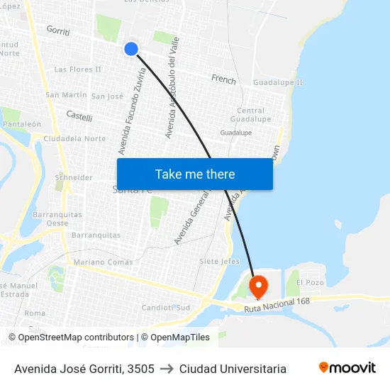 Avenida José Gorriti, 3505 to Ciudad Universitaria map