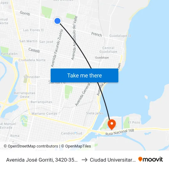 Avenida José Gorriti, 3420-3500 to Ciudad Universitaria map