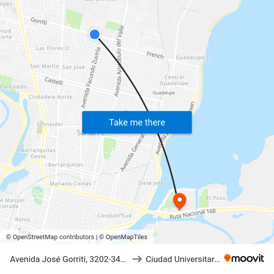 Avenida José Gorriti, 3202-3400 to Ciudad Universitaria map