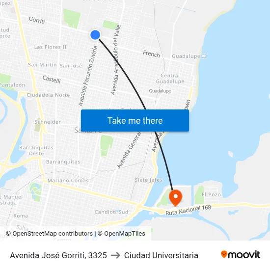 Avenida José Gorriti, 3325 to Ciudad Universitaria map
