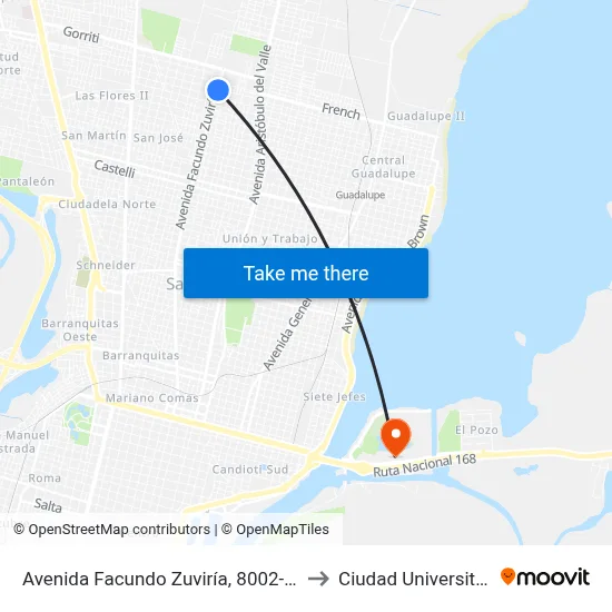 Avenida Facundo Zuviría, 8002-8100 to Ciudad Universitaria map