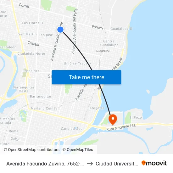 Avenida Facundo Zuviría, 7652-7700 to Ciudad Universitaria map