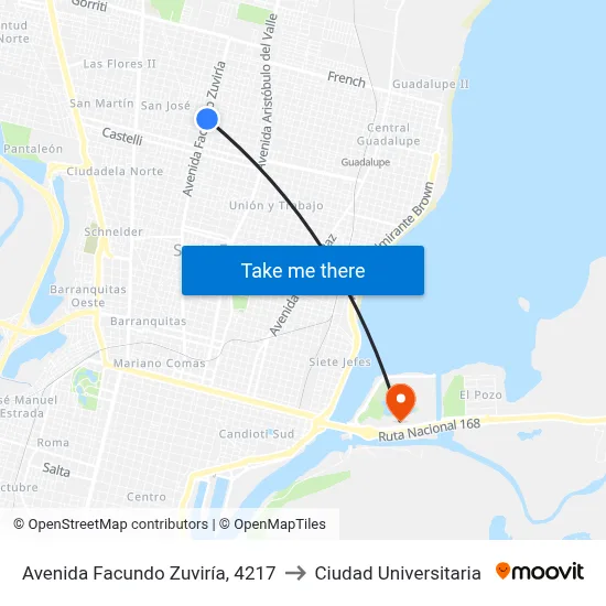 Avenida Facundo Zuviría, 4217 to Ciudad Universitaria map