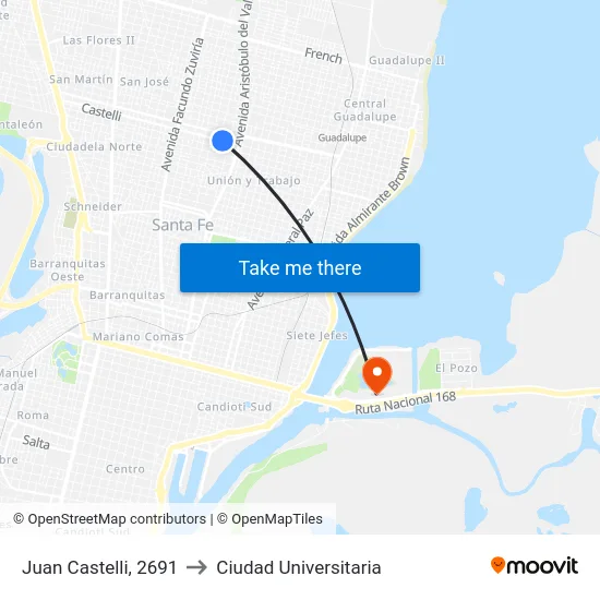 Juan Castelli, 2691 to Ciudad Universitaria map