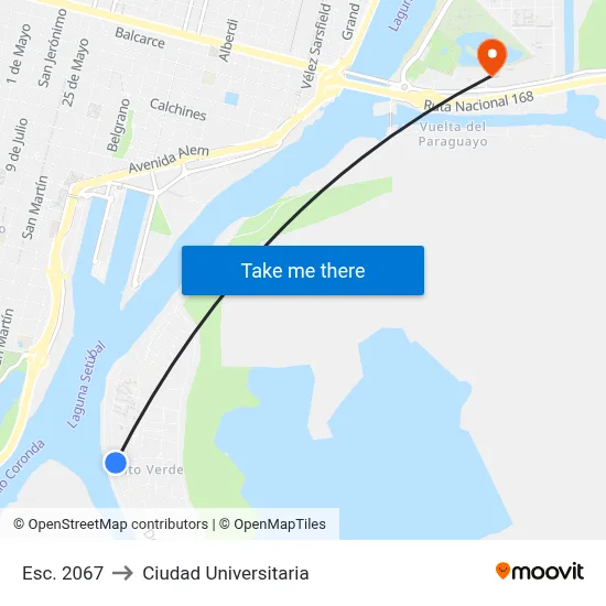 Esc. 2067 to Ciudad Universitaria map