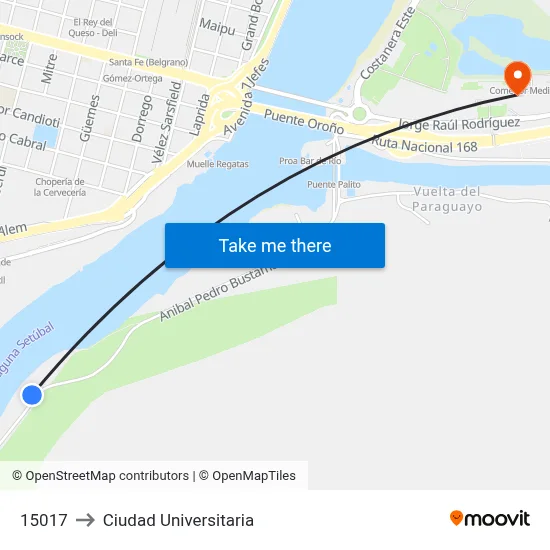 15017 to Ciudad Universitaria map