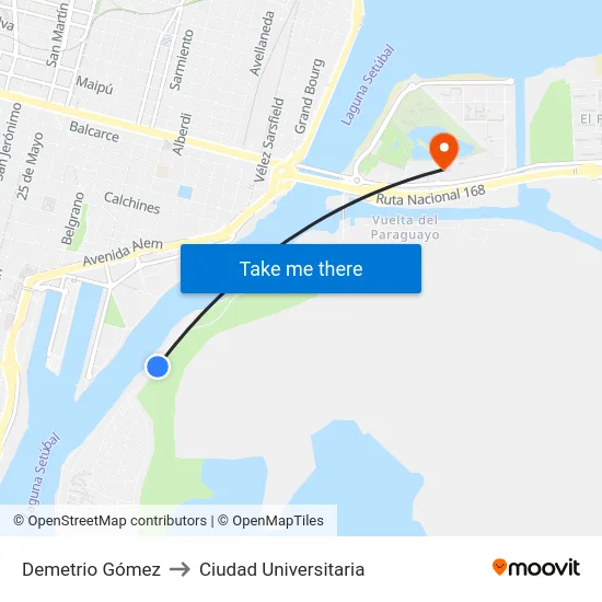 Demetrio Gómez to Ciudad Universitaria map