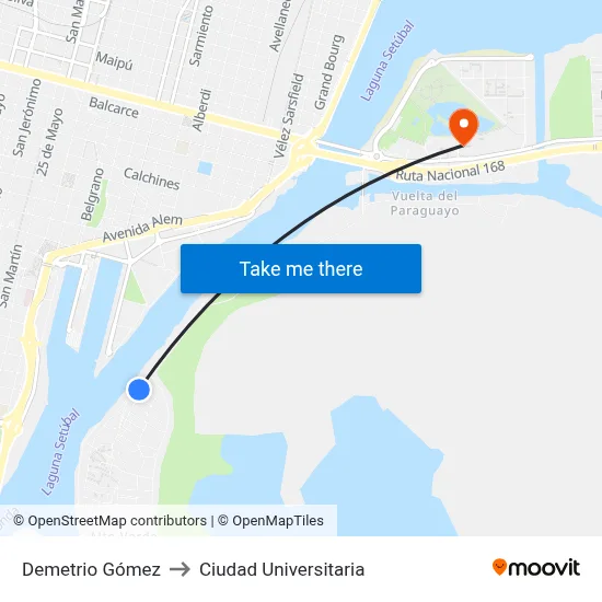 Demetrio Gómez to Ciudad Universitaria map