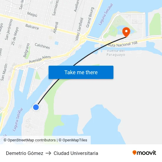 Demetrio Gómez to Ciudad Universitaria map
