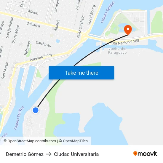 Demetrio Gómez to Ciudad Universitaria map