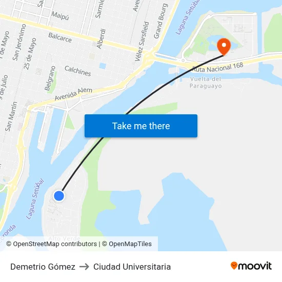Demetrio Gómez to Ciudad Universitaria map