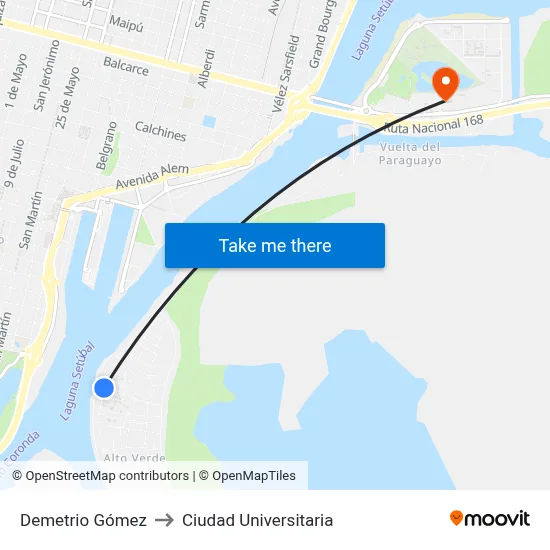 Demetrio Gómez to Ciudad Universitaria map