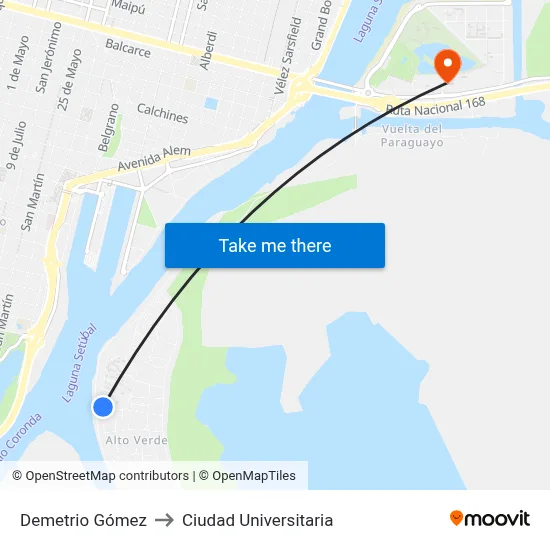 Demetrio Gómez to Ciudad Universitaria map