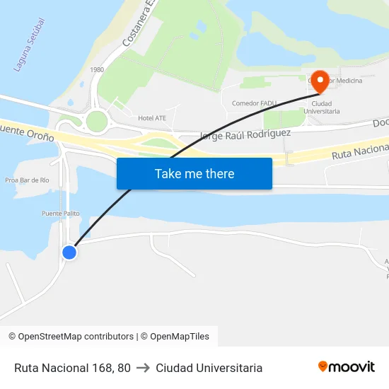 Ruta Nacional 168, 80 to Ciudad Universitaria map